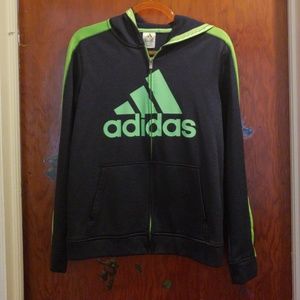Adidas hoodie blue and lime green